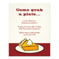 Slice of pumpkin pie on plate Thanksgiving dinner invitations