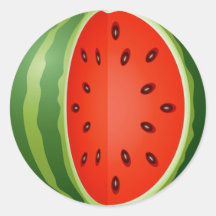 SLICED WATERMELON ROUND STICKER