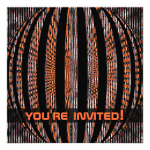 Slightly Spacy Orange Personalized Invites