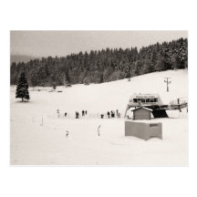 Slopes and ski lift post cards
