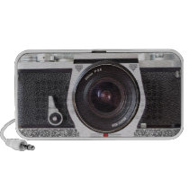 SLR Camera With Scroll On Chrome Metal Loudspeaker