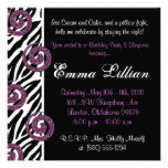 Slumber Party birthday invite fun cute girl zebra