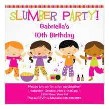 Slumber Party Fun Birthday Invitation
