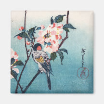 Small Bird On Sakura Branch 桜の枝にとまる小鳥 Magnet
