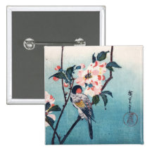Small Bird On Sakura Branch 桜の枝にとまる小鳥 Pin