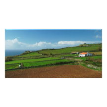 Small cottage and pastures personalized photo card