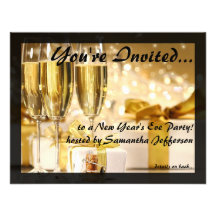 Small Gilded Bubbly New Years Party Invitations