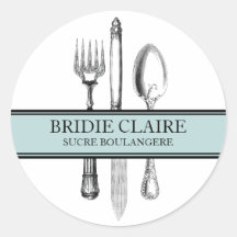 Small Round Elegant Cutlery Stickers