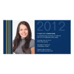 Smart stripes blue graduation photo announcement personalized photo card