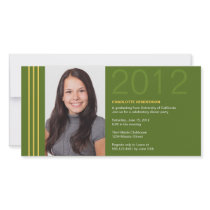 Smart stripes green graduation photo announcement photo cards