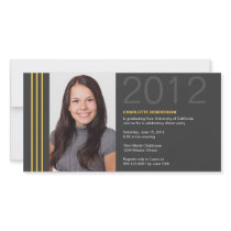 Smart stripes grey graduation photo announcement photo cards