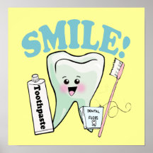 Smile Kawaii Tooth Art Posters