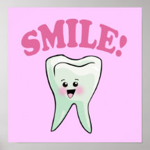 Smile Kawaii Tooth Art Print