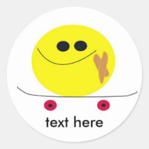 smile skater round stickers