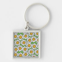Smiley Daisy Flowers Pattern Key Chains