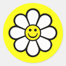 Smiley Daisy Round Sticker
