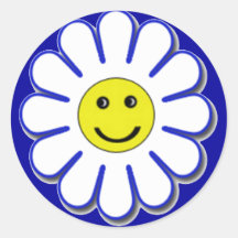 Smiley Daisy Round Sticker