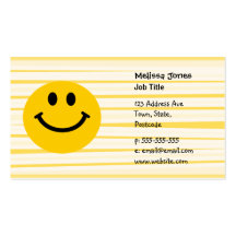 Smiley Face on sunny yellow stripes Business Cards