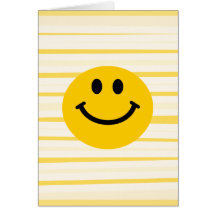 Smiley Face on sunny yellow stripes Cards