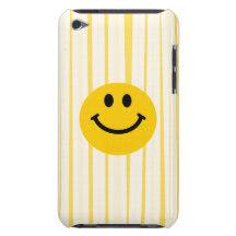 Smiley Face on sunny yellow stripes Barely There iPod Case