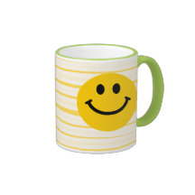 Smiley Face on sunny yellow stripes Coffee Mug