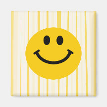 Smiley Face on sunny yellow stripes Fridge Magnet