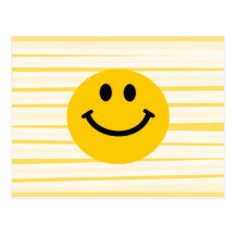 Smiley Face on sunny yellow stripes Post Card