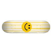 Smiley Face on sunny yellow stripes Skate Deck