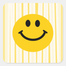 Smiley Face on sunny yellow stripes Square Sticker