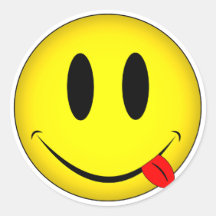 Smiley Face Tongue Round Stickers