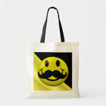 Smiley Face With Mustache Funny Tote Bag