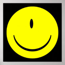 Smiley Face With One Eye Funny Sign Poster posters