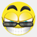 SMILEY FACE WITH SUNSHADES ROUND STICKER