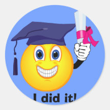 Smiley Graduate Round Sticker