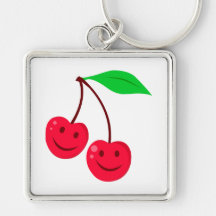 smiley happy face cherries key chain