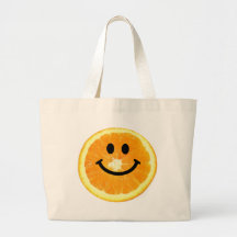 Smiley Orange Slice Canvas Bags