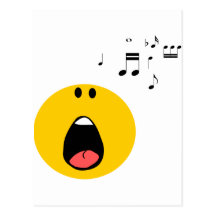Smiley singing his little heart out postcard