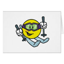 Smiley Skiing Greeting Cards