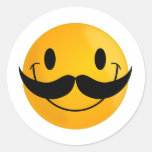 Smiley with Moustache Round Sticker