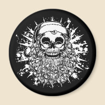 Smilin' Santa Skull -bw magnets