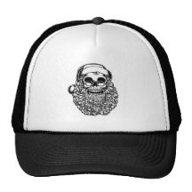 Smilin' Santa Skull -bw Hats