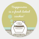 smiling bubble oven cooking baking gift tag round sticker