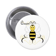 Smiling Bumble Bee Queen Bee Button