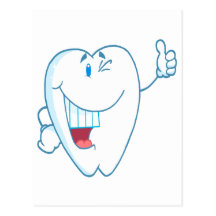 Smiling Clean Tooth Cartoon Character Thumbs Up.ai Postcard
