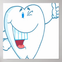 Smiling Clean Tooth Cartoon Character Thumbs Up.ai Posters