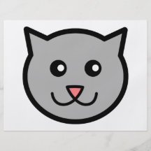Smiling grey cat cartoon head flyers