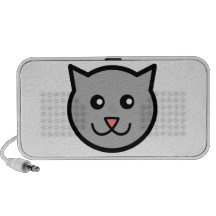 Smiling grey cat cartoon head notebook speaker
