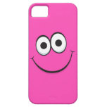 Smiling hot pink happy cartoon smiley face funny