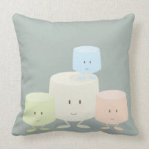 Smiling marshmallows in a group pillow