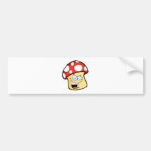 Smiling Mushroom Cartoon Character Bumper Stickers